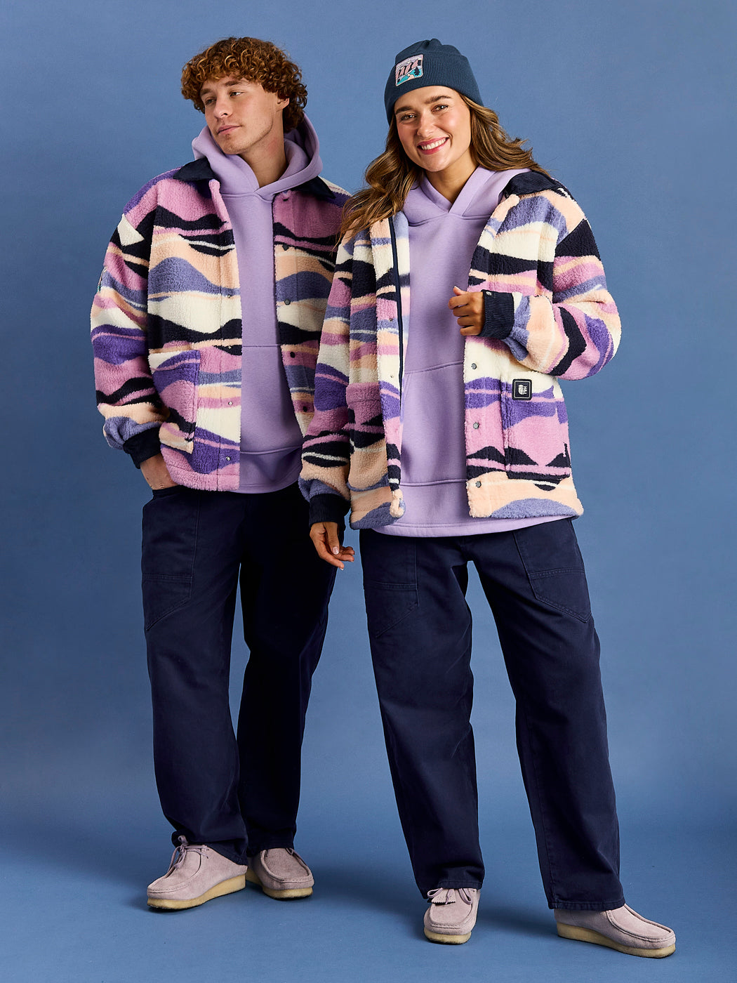 Beau Retro Pattern Sherpa Fleece Shirt