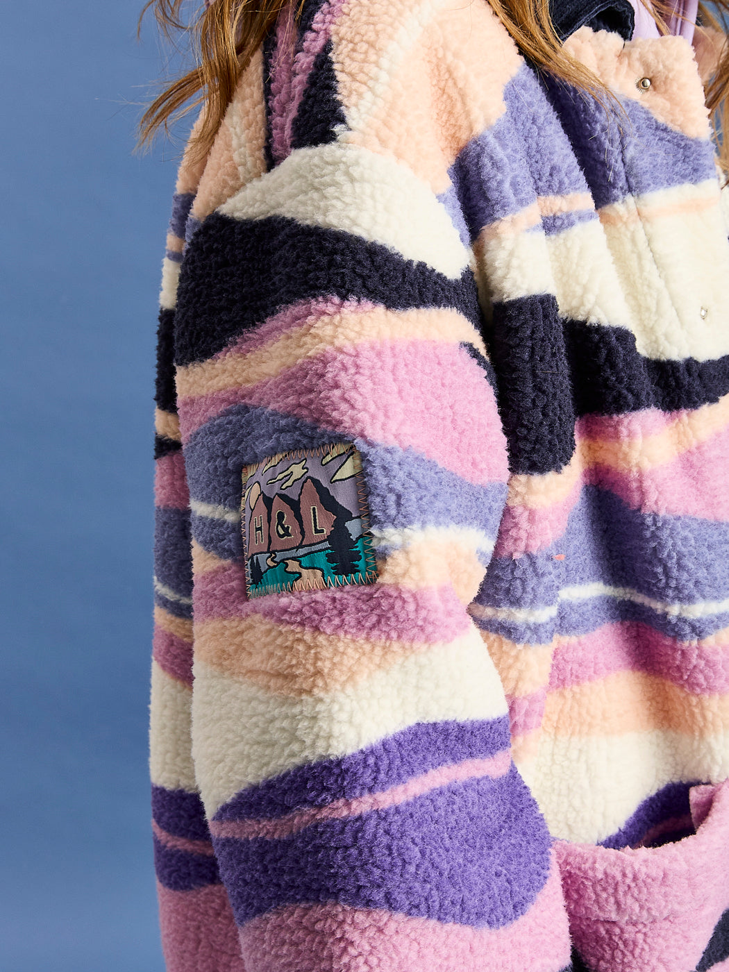 Beau Retro Pattern Sherpa Fleece Shirt