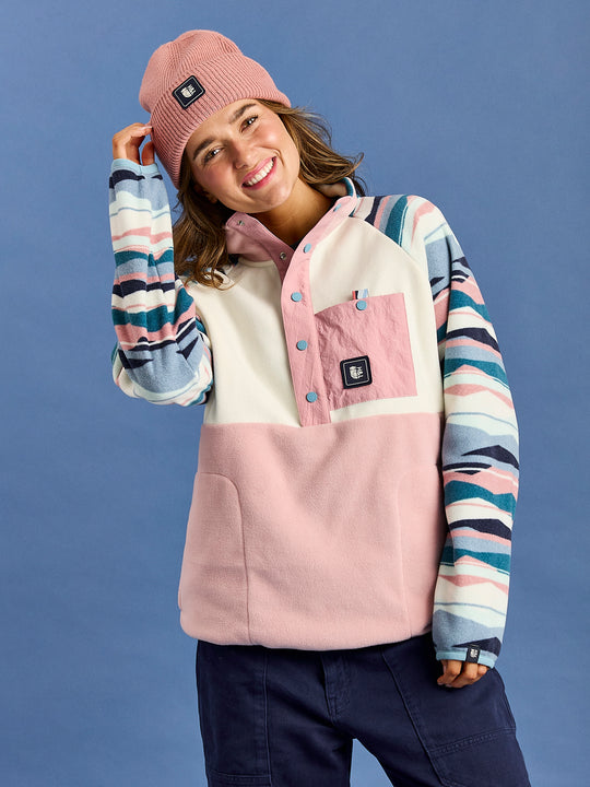 Sutton Retro Pattern Popper Neck Fleece