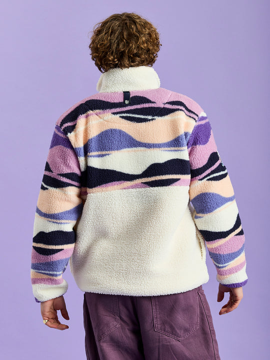 Leyna Retro Pattern 1/4 Zip Sherpa Fleece