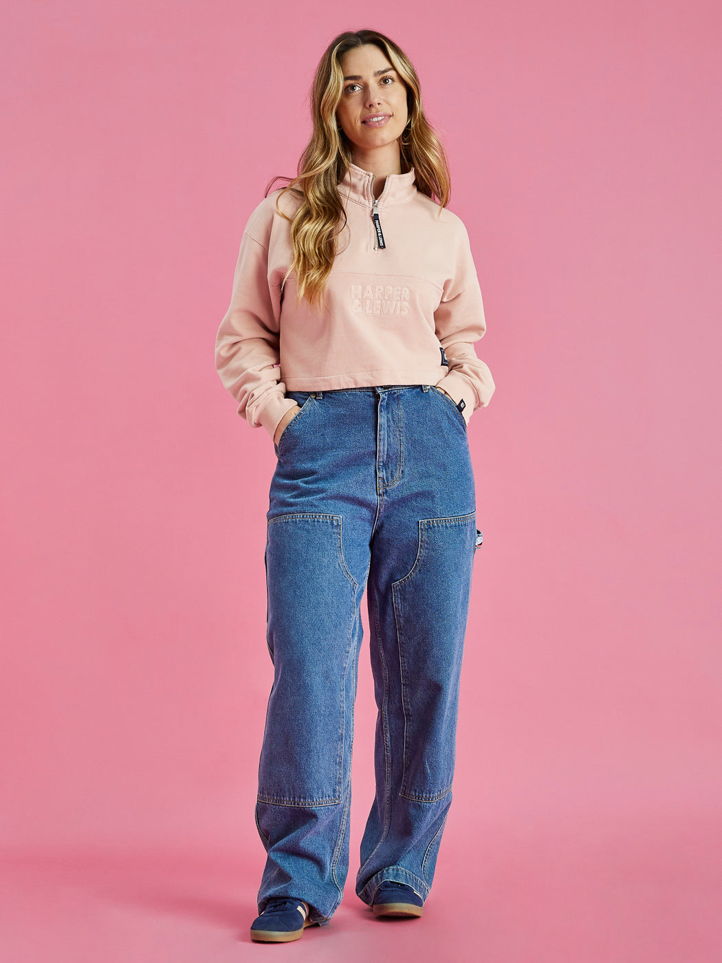 Camille Cropped 1/4 Zip Sweater Dusty Pink