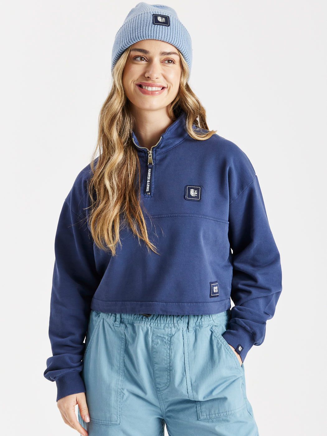 Lumi Cropped 1/4 Zip Sweater Navy