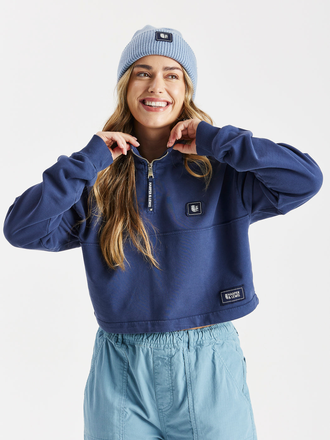 Lumi Cropped 1/4 Zip Sweater Navy