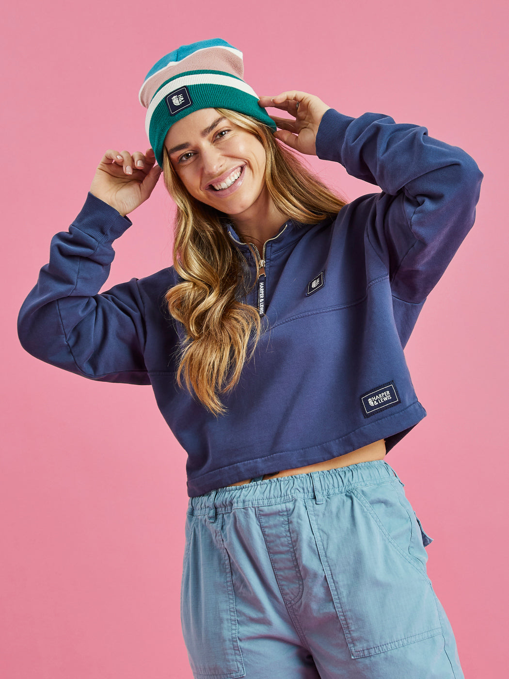 Lumi Cropped 1/4 Zip Sweater Navy – Harper & Lewis