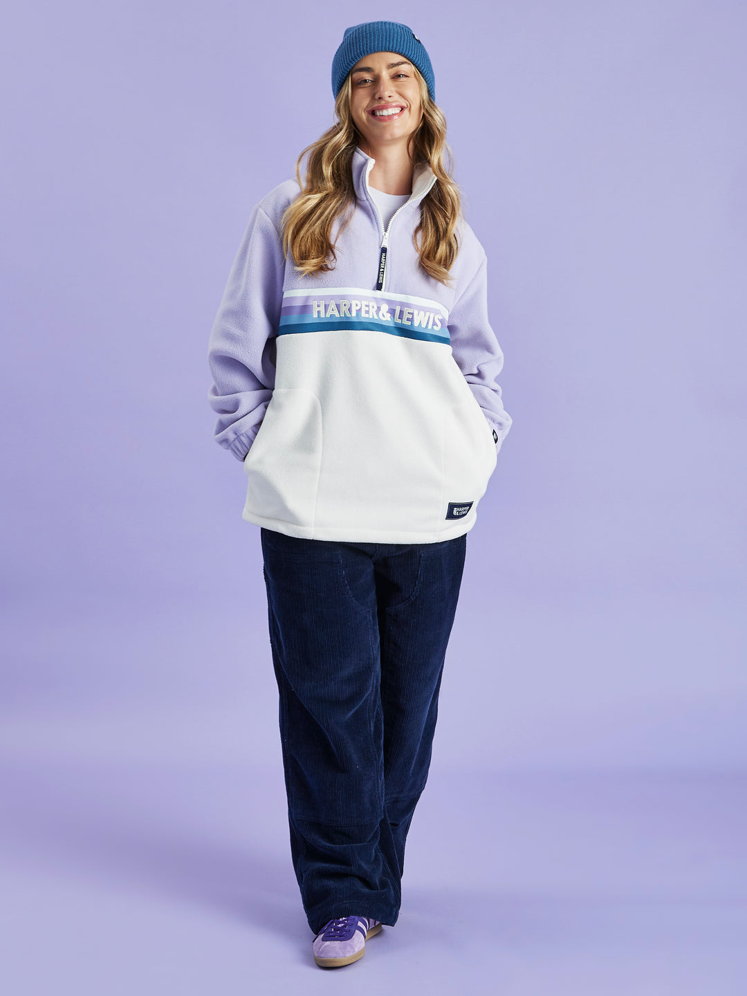 One Eighty 1/4 Zip Fleece Lavender & Cream