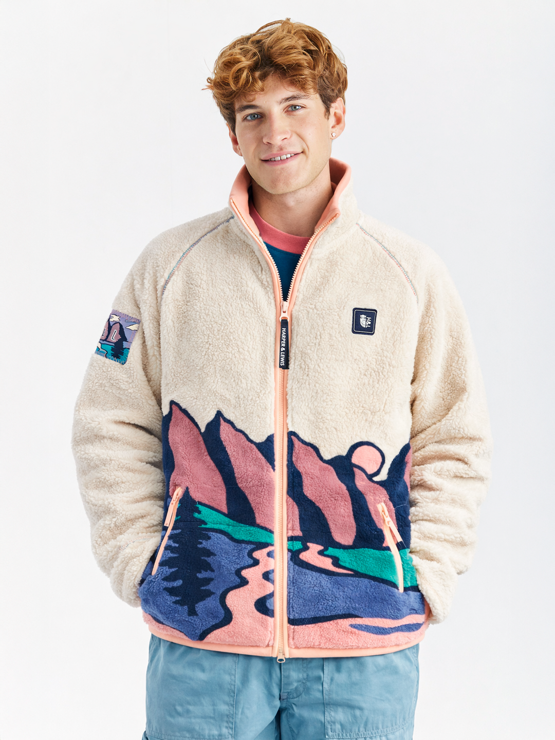 Emerson Retro Pattern Full Zip Sherpa Fleece