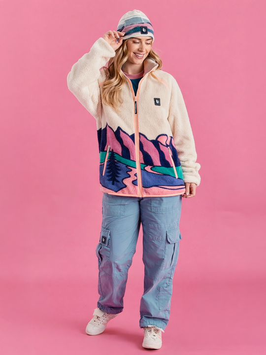 Emerson Retro Pattern Full Zip Sherpa Fleece