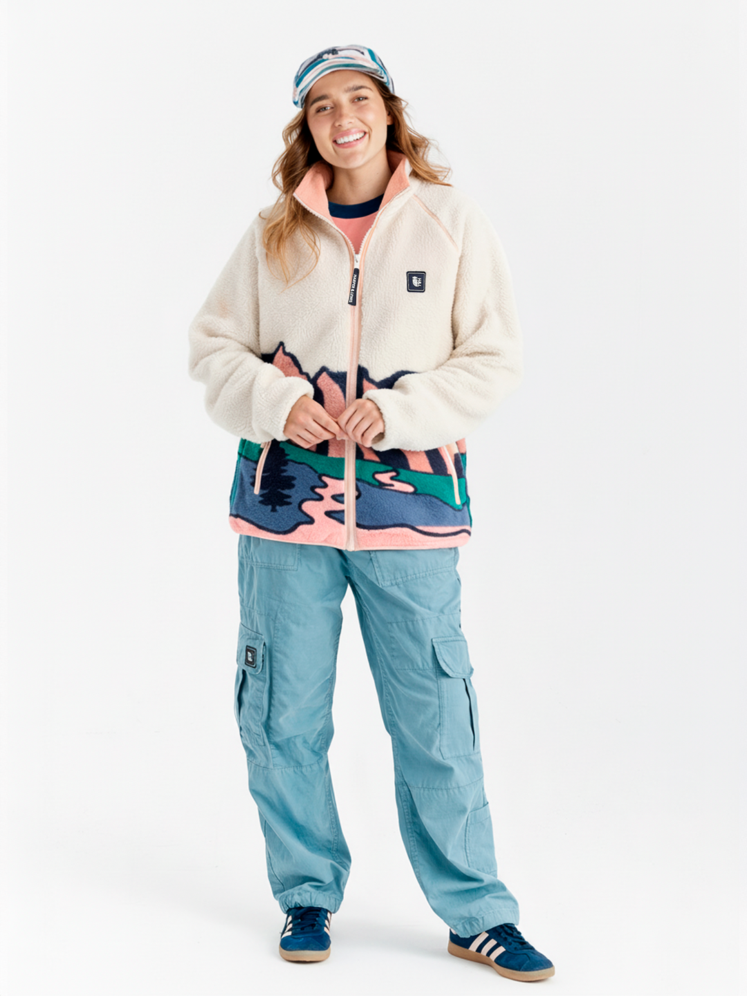 Emerson Retro Pattern Full Zip Sherpa Fleece