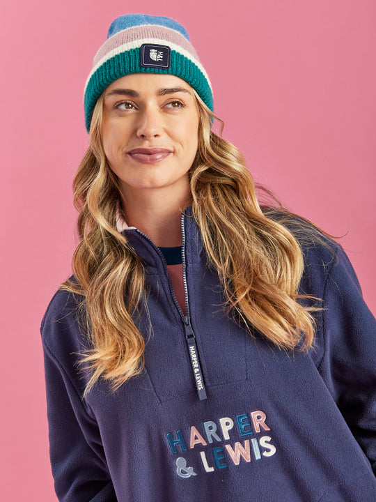 Kelsey 1/4 rits fleece marineblauw