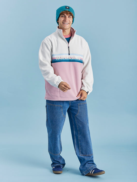 One Eighty 1/4 Zip Fleece Crème &amp; Dusty Roze