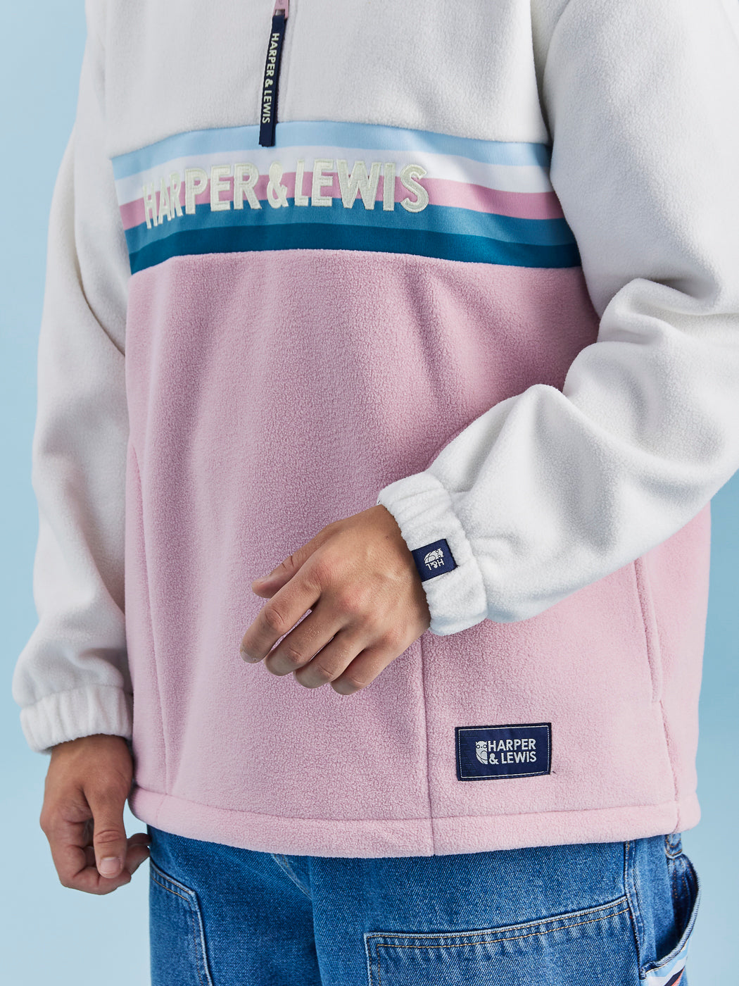 One Eighty 1/4 Zip Fleece Crème &amp; Dusty Roze