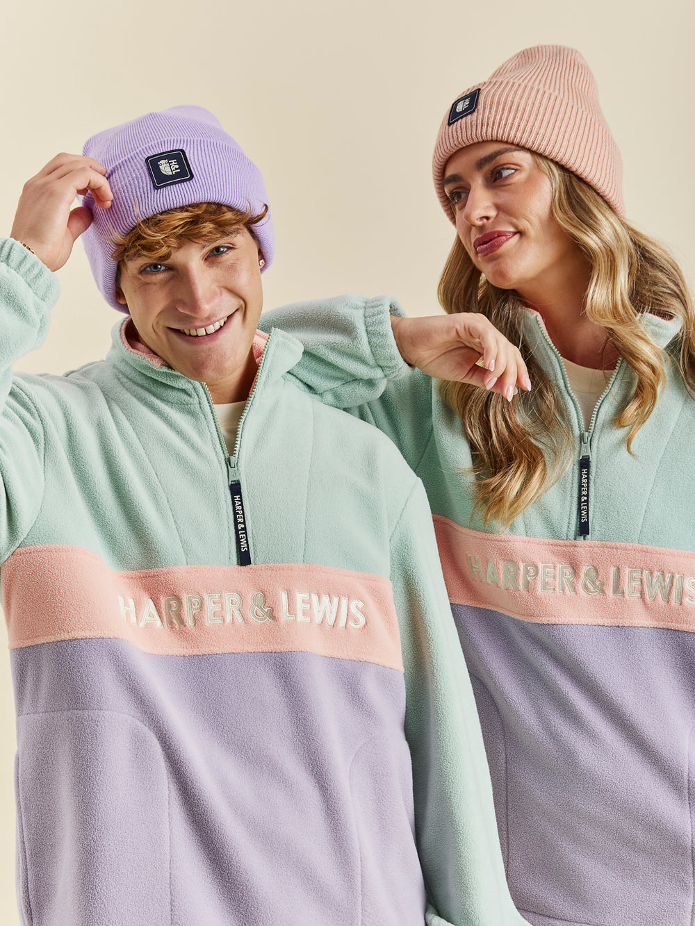 Mellow 1/4 Zip Fleece Light Sage & Light Lilac