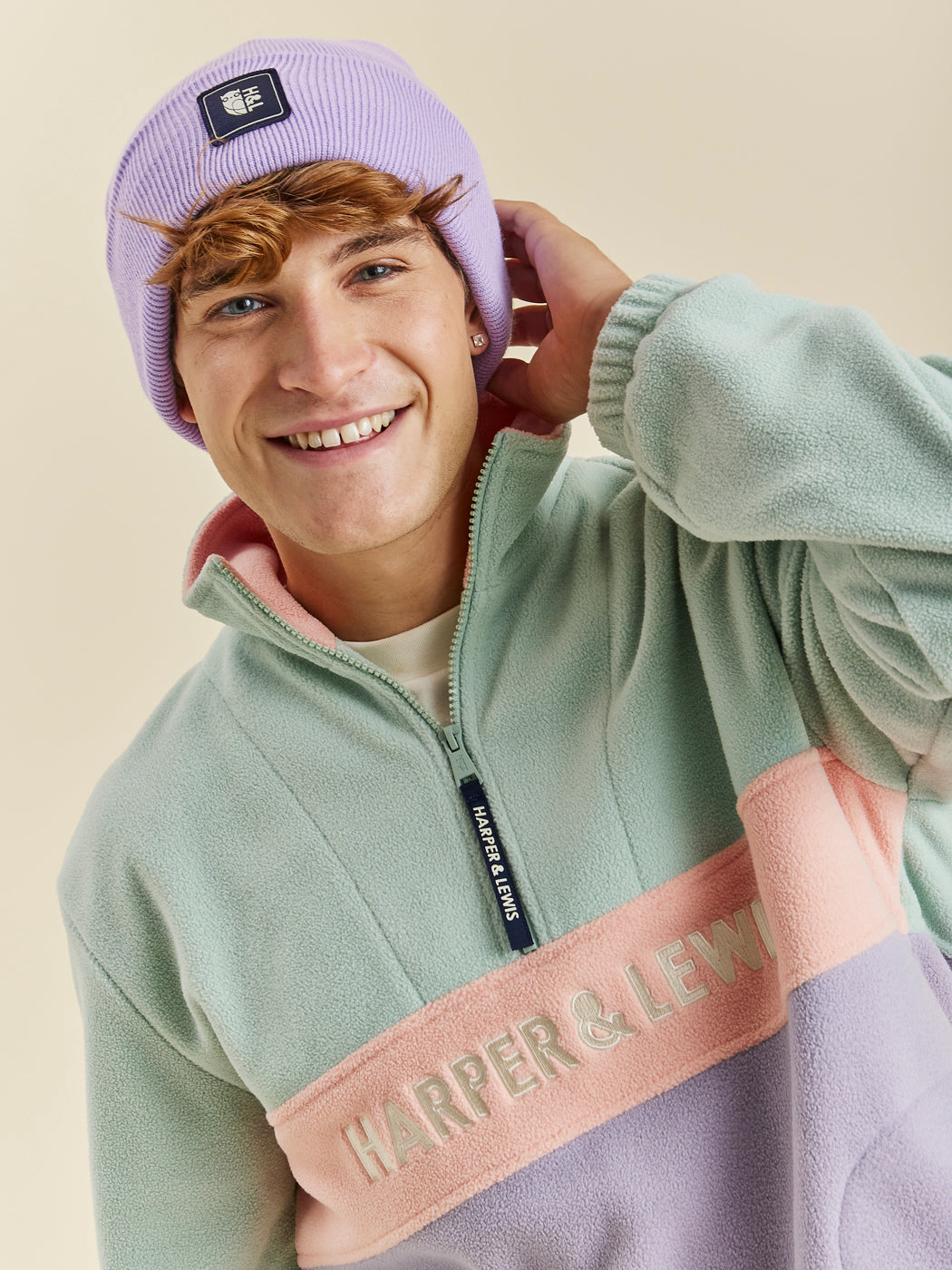 Mellow 1/4 Zip Fleece Light Sage & Light Lilac – Harper & Lewis