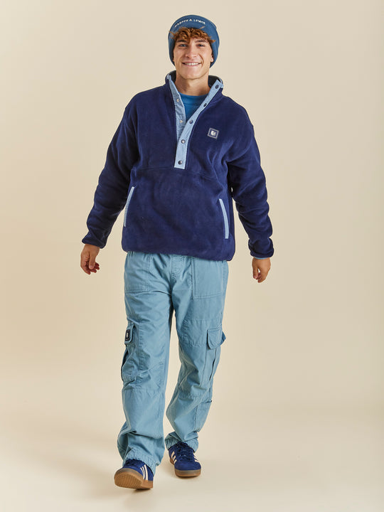 Peyton Popper Neck Fleece Marineblauw