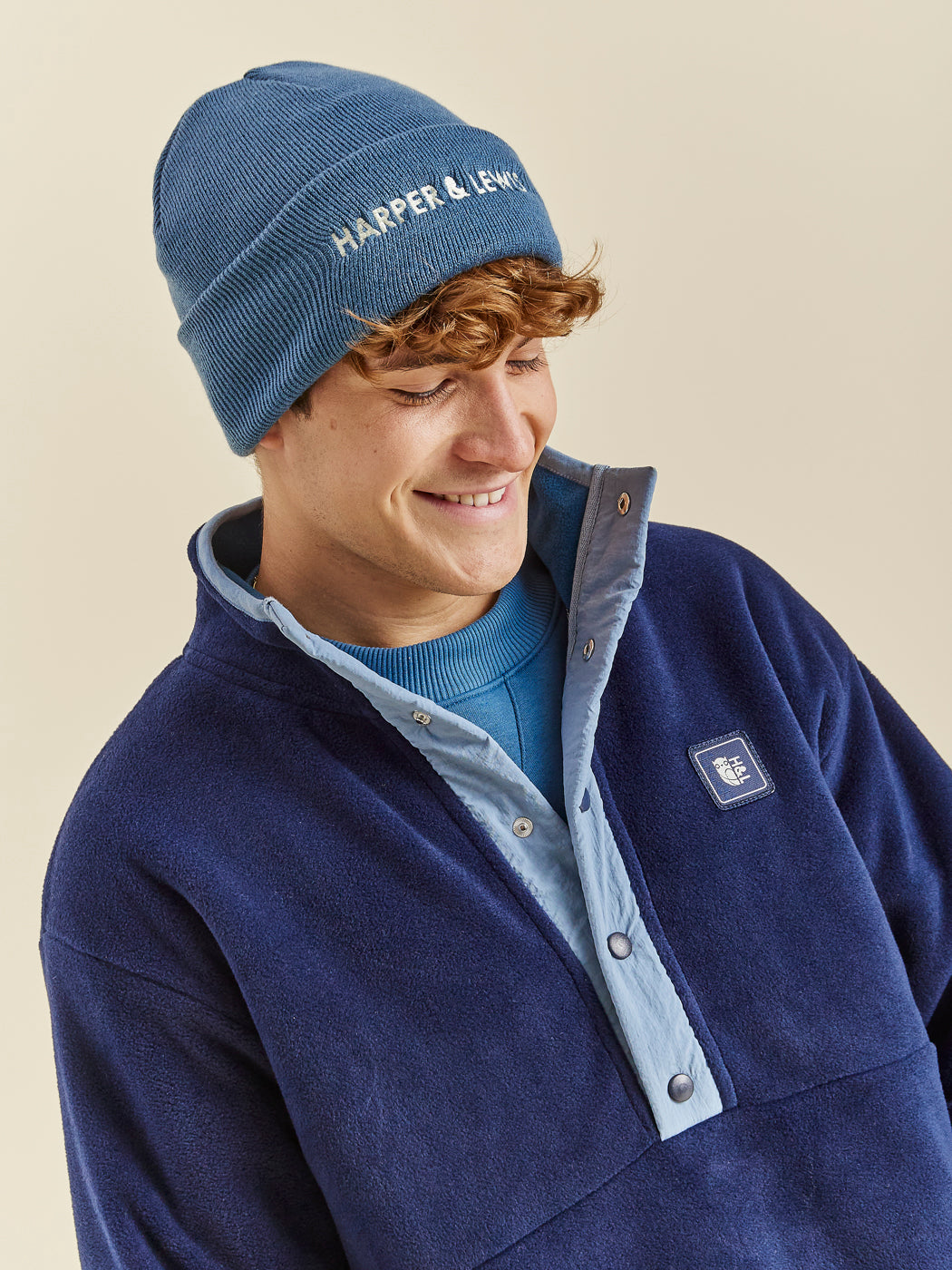 Peyton Popper Neck Fleece Marineblauw