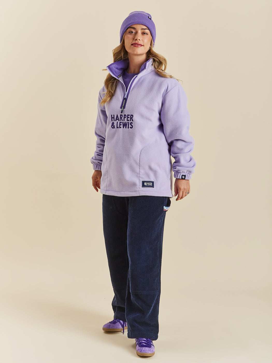 Elsa Fleecepullover mit 1/4-Reißverschluss, Lavendel