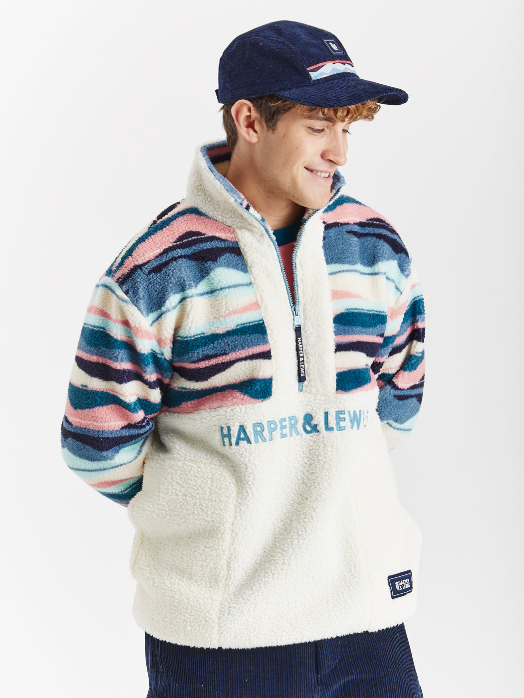 Leyna Retro Pattern 1/4 Zip Sherpa Fleece – Harper Lewis