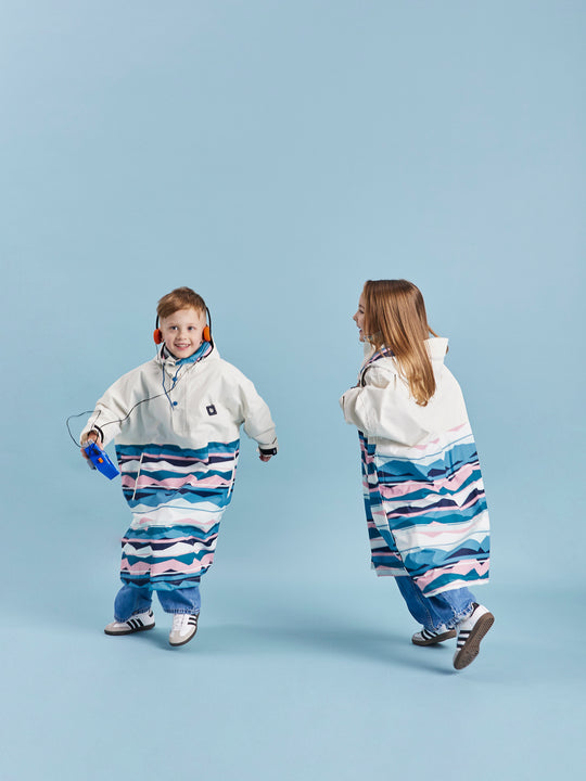 Kids Alva Retro Pattern Poncho