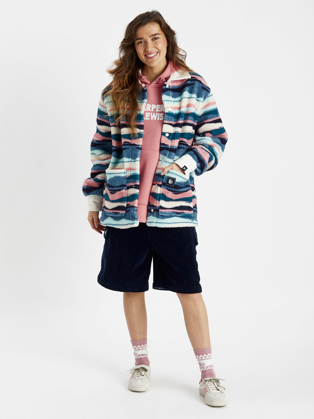 Beau Retro Pattern Sherpa Fleece Shirt