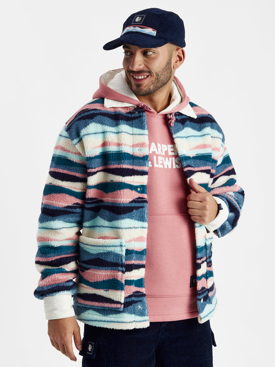 Beau Retro Pattern Sherpa Fleece Shirt