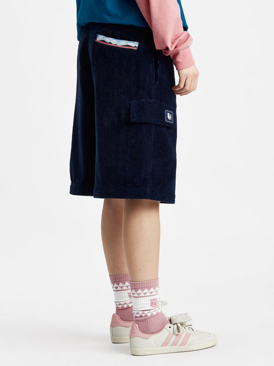 Raye Corduroy Jorts Marineblauw