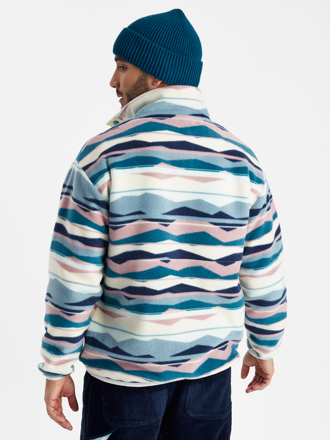 Tallow Retro Patroon Popper Hals Fleece