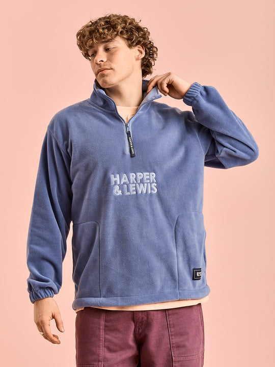 Male Model wears the Airforce with Airforce Binding around Zip, Collar.