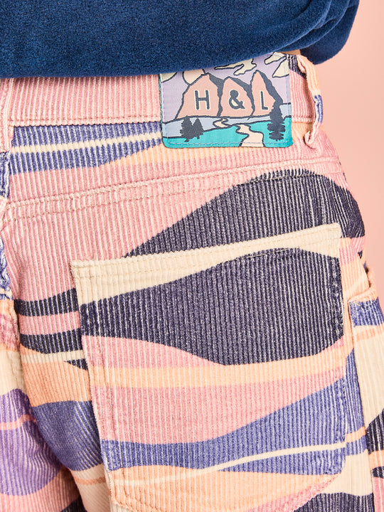 Detail shot of the branded mountain inspired patch on the waistband
