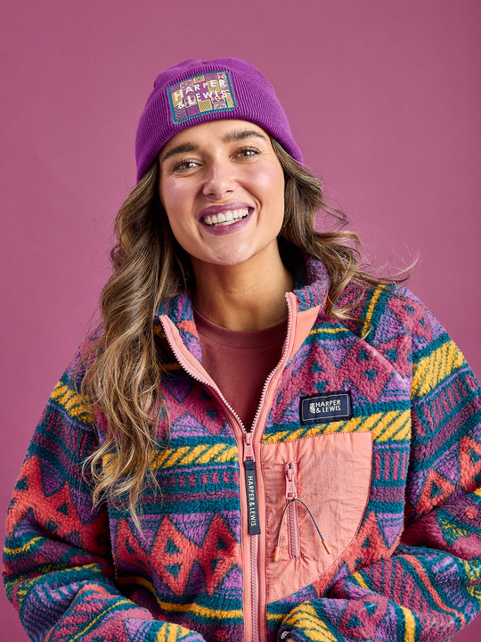 Finn Retro Pattern Full Zip Sherpa Fleece