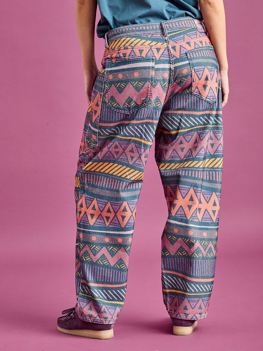 Back shot of the Patterned corduroy trousers which features two back pockets
