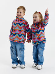 Kids Raver Retro Pattern 1/4 Zip Fleece