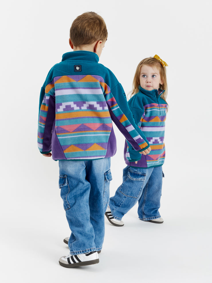 Kids Abelia Retro Pattern 1/4 Zip Fleece