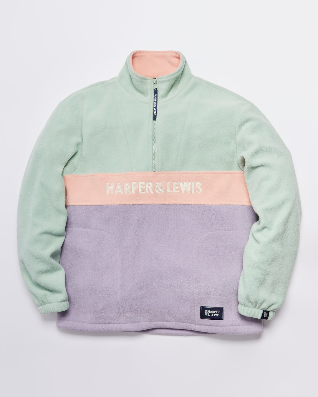 Mellow 1/4 Zip Fleece Light Sage & Light Lilac