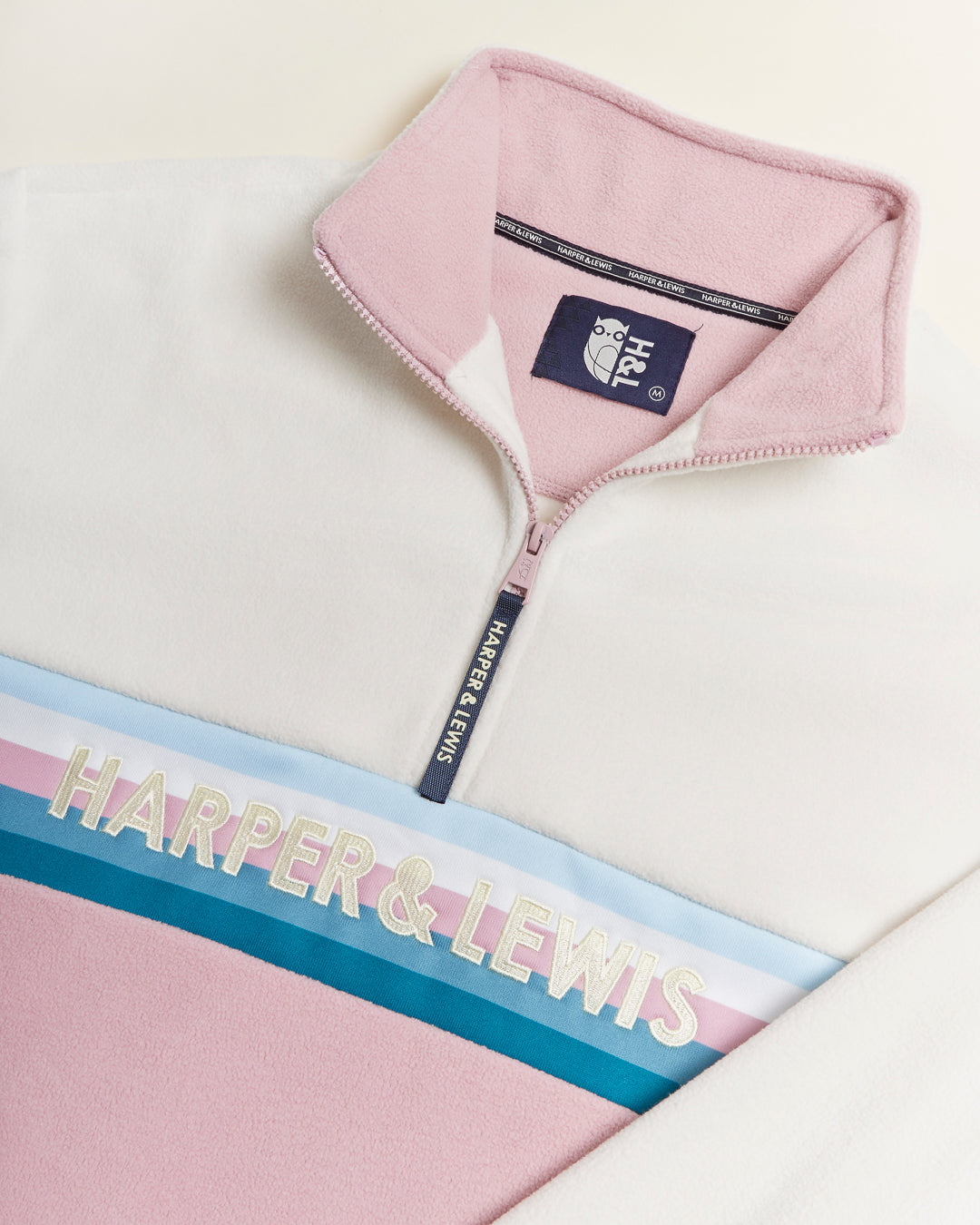 One Eighty 1/4 Zip Fleece Cream & Dusty Pink