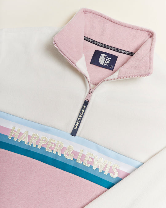 One Eighty 1/4 Zip Fleece Cream & Dusty Pink