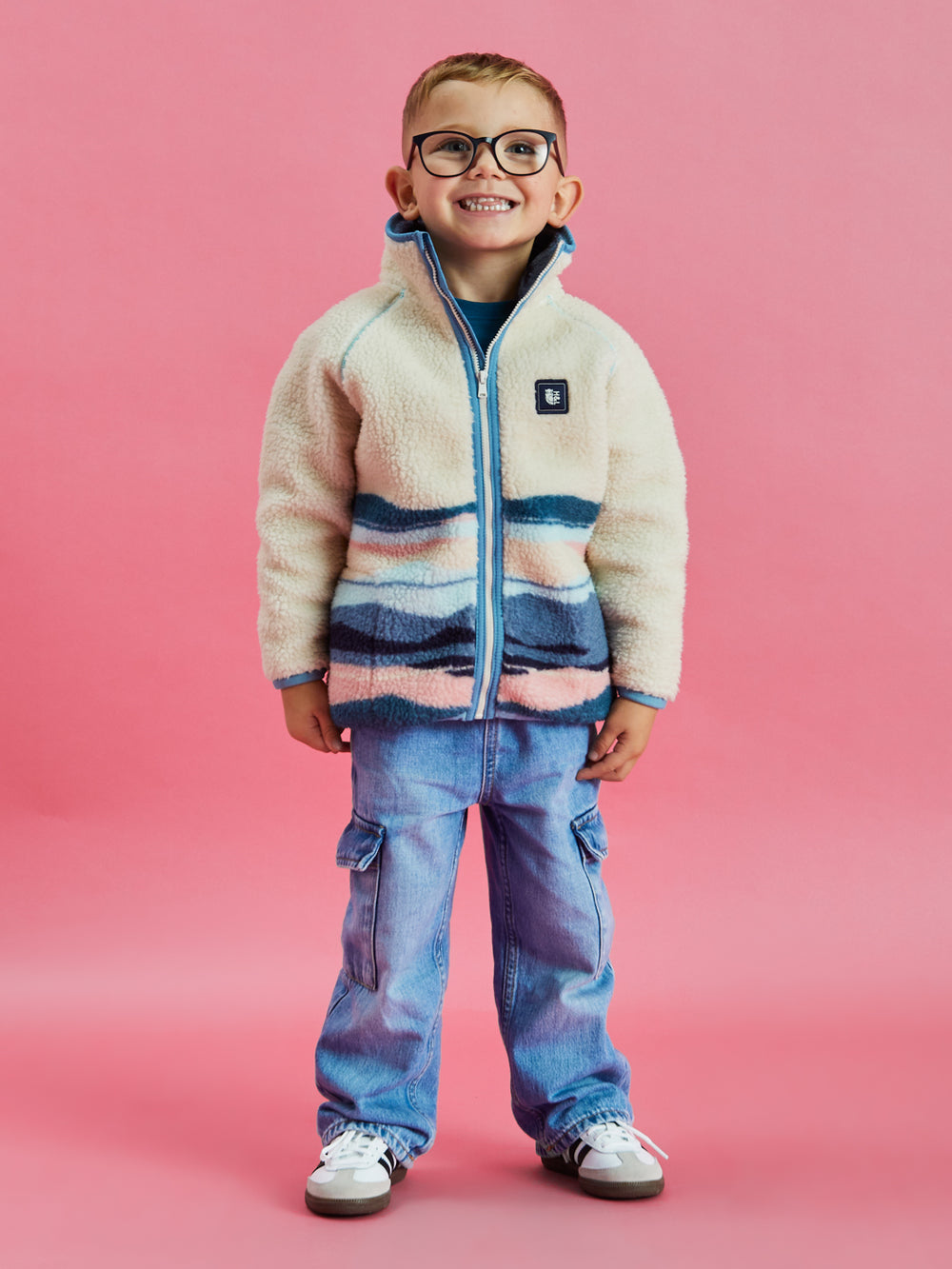 Kids Emerson Retro Pattern Sherpa Fleece