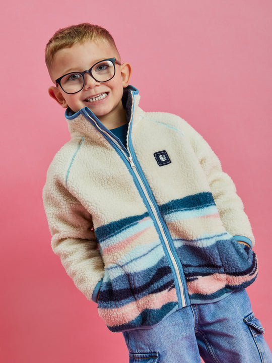 Kids Emerson Retro Pattern Sherpa Fleece