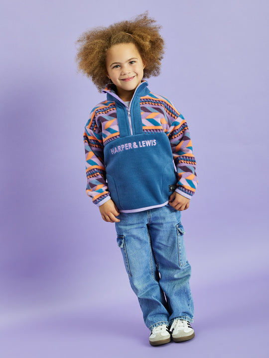 Kids Sloan Retro Patroon 1/4 Rits Fleece