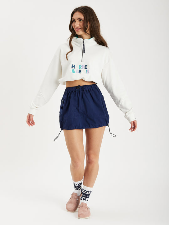 Sylvie Cropped 1/4 Zip Sweater Cream