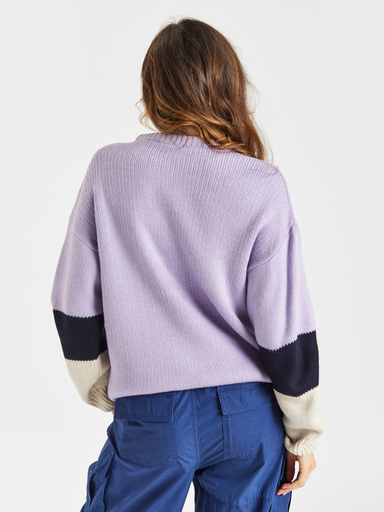 Sandalwood Knitted Jumper Lavender & Navy