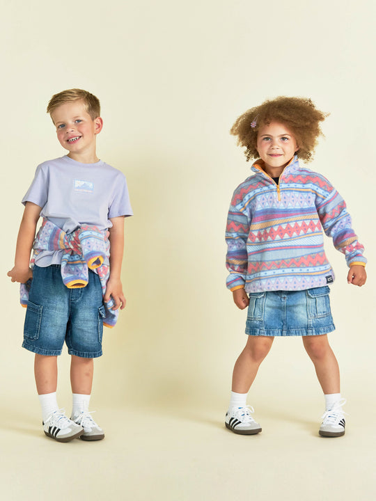 Kids Summi Retro Patroon 1/4 Rits Fleece