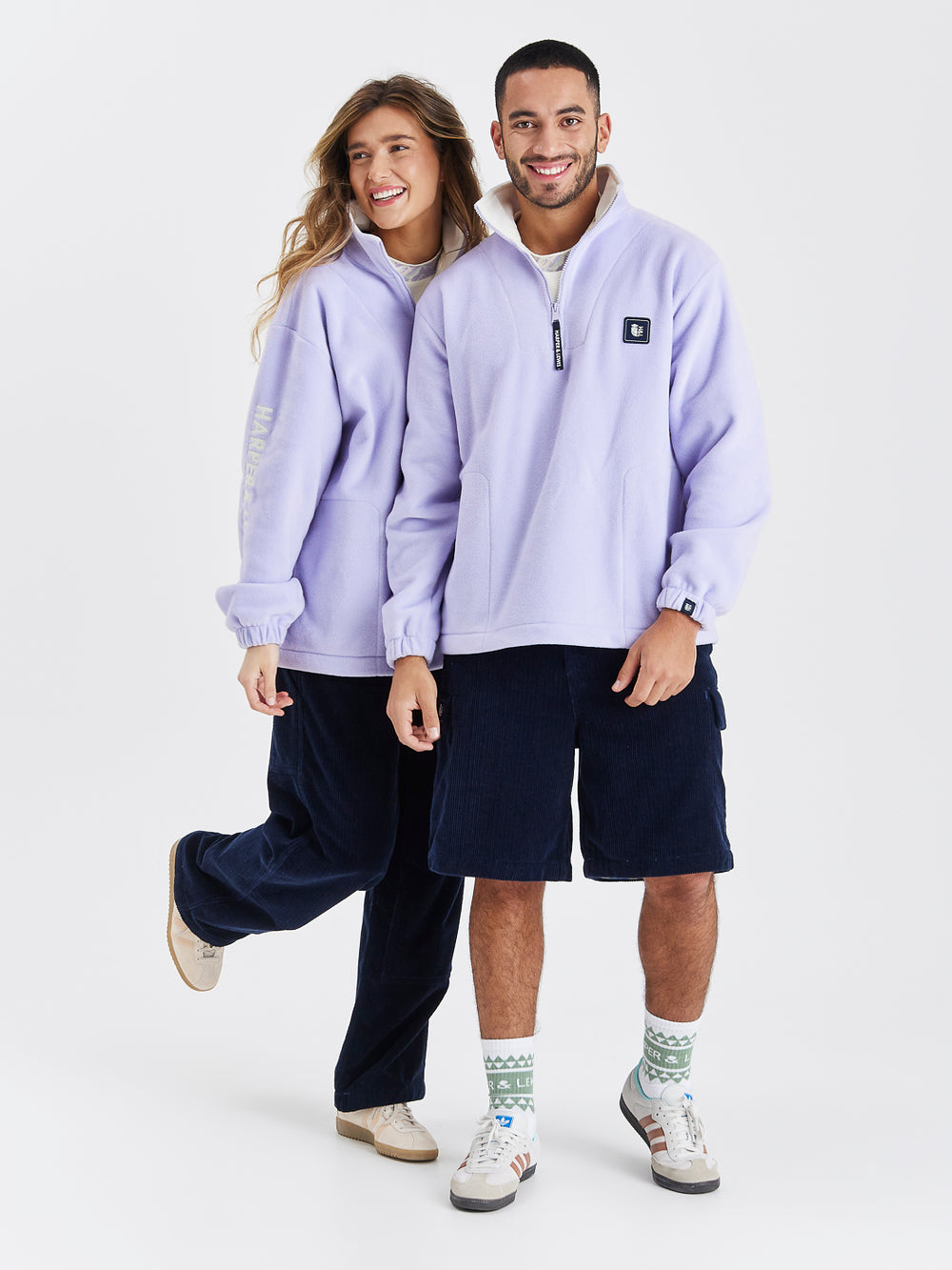 Berk 1/4 rits fleece licht lavendel