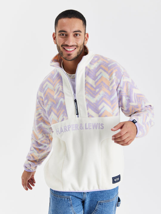 Sunny Retro Pattern 1/4 Zip Fleece