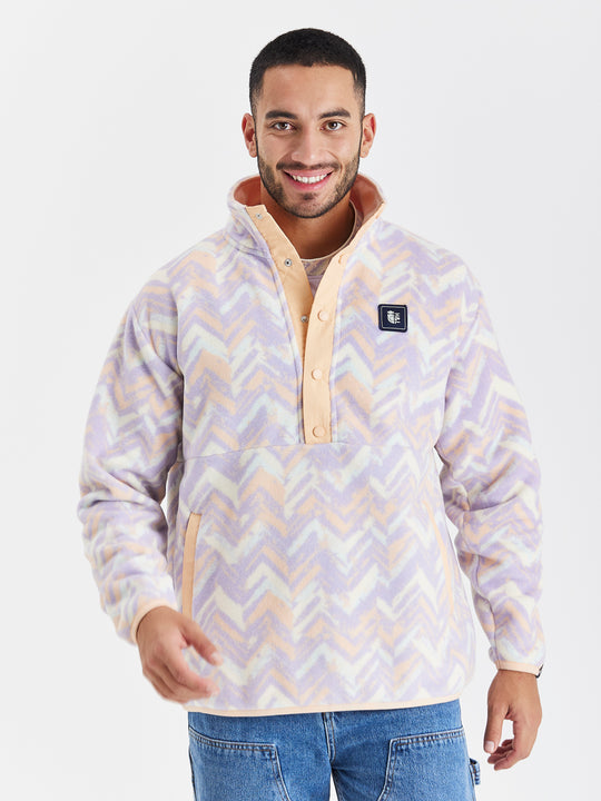 Brook Retro Patroon Popper Hals Fleece