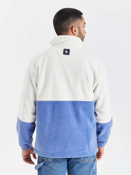 Berkley 1/4 Zip Fleece Crème &amp; Licht Airforce 