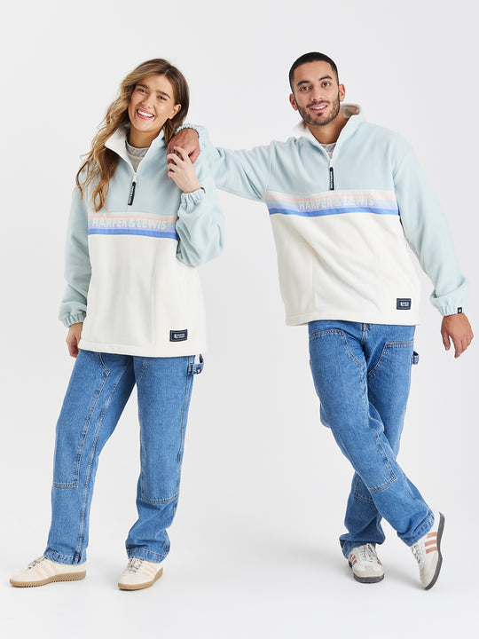 One Eighty Fleece mit 1/4-Reißverschluss, Blasses SalbeigrŸn und Creme