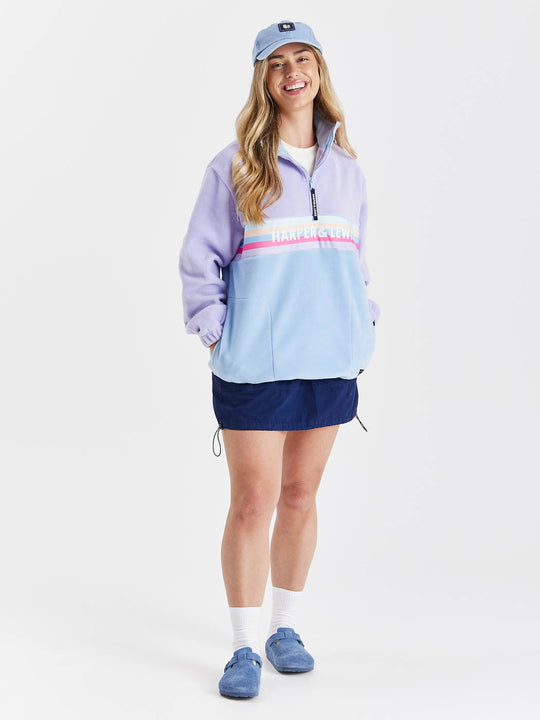 One Eighty 1/4 Zip Fleece Pale Lavender & Cornflower Blue