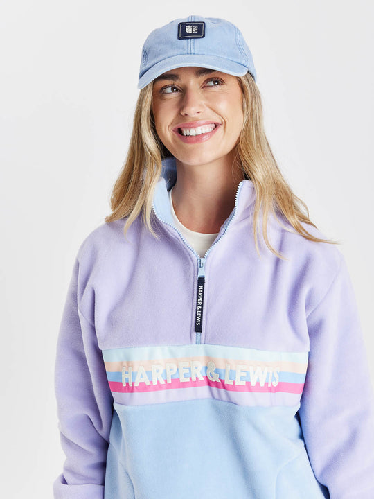 One Eighty 1/4 Zip Fleece Blasses Lavendel und Kornblumenblau