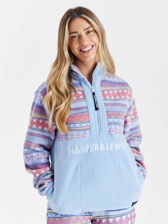 Kailani Retro Pattern 1/4 Zip Fleece