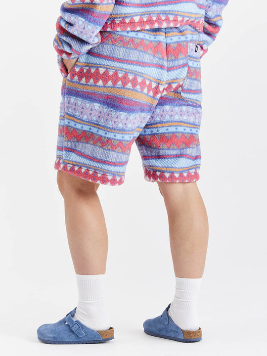 Aelia – Sherpa-Fleece-Shorts mit Retro-Muster